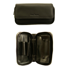 Mac Baren Black Leather 2 Pipe/ Tobacco Pouch with Snaps