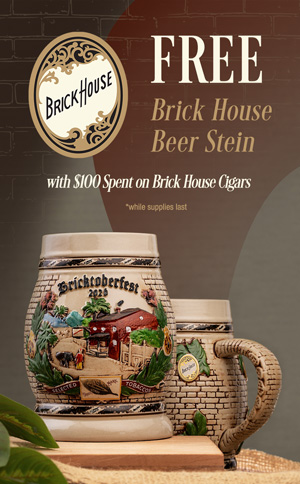 Free Brick House Beer Stein with $100 Spent on Brick House Cigars