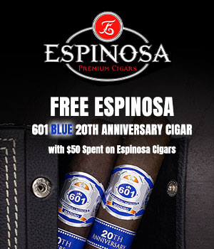 Free Espinosa 601 Blue 20th Anniversary Cigar with $50 Spent on Espinosa Cigars