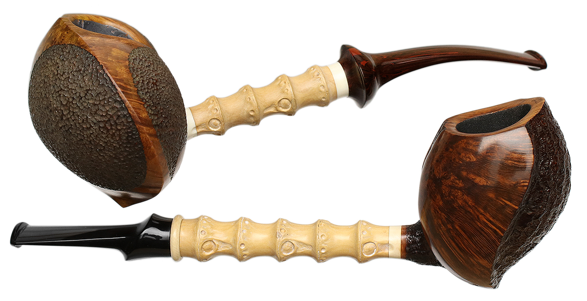 American Estates Hiroyuki Tokutomi and J. Alan Two Pipe Freehand Set with Bamboo Carved Boxwood (2010) (Unsmoked) | Daily Reader