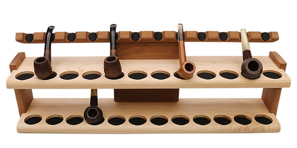 Stands & Pouches Neal Yarm 24 Pipe Stand - Two Tier Mahogany and Maple