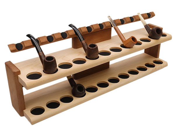 Stands & Pouches Neal Yarm 24 Pipe Stand - Two Tier Mahogany and Maple