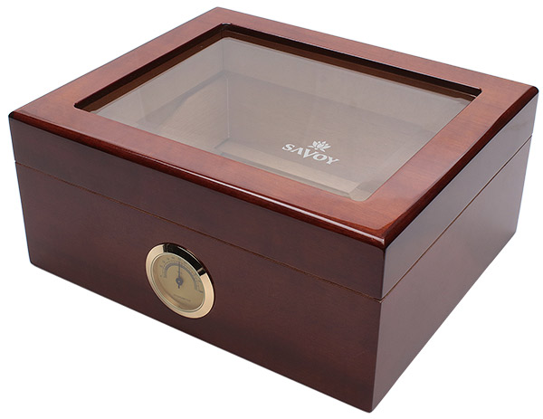 Humidors & Travel Cases Savoy Mahogany Glass Top Small Humidor