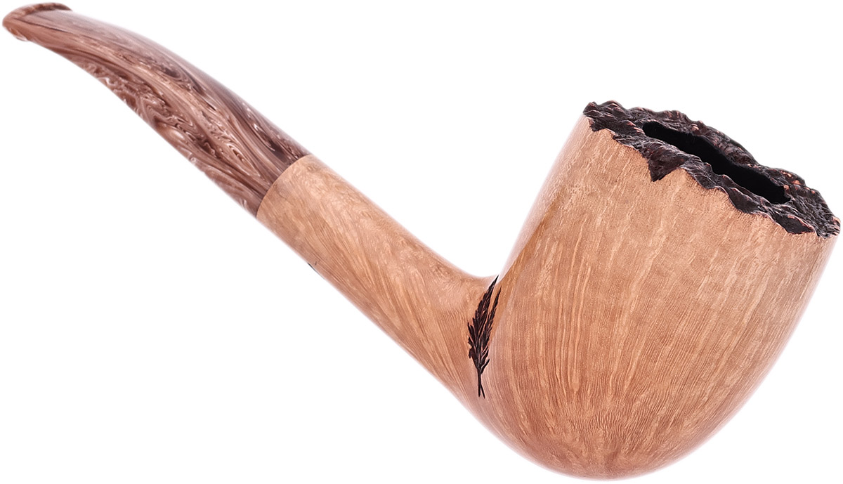 Randy Wiley Feather Carved Bent Billiard (66)