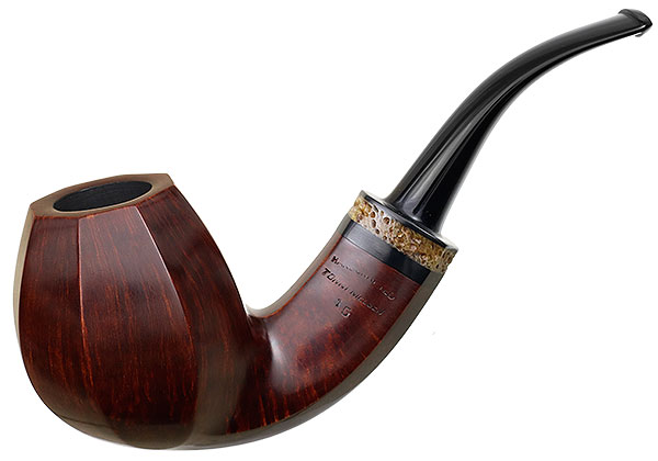Tonni Nielsen Smooth Paneled Bent Brandy with Petrified Bone
