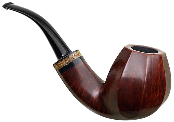 Tonni Nielsen Smooth Paneled Bent Brandy with Petrified Bone