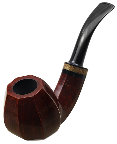 Tonni Nielsen Smooth Paneled Bent Brandy with Petrified Bone