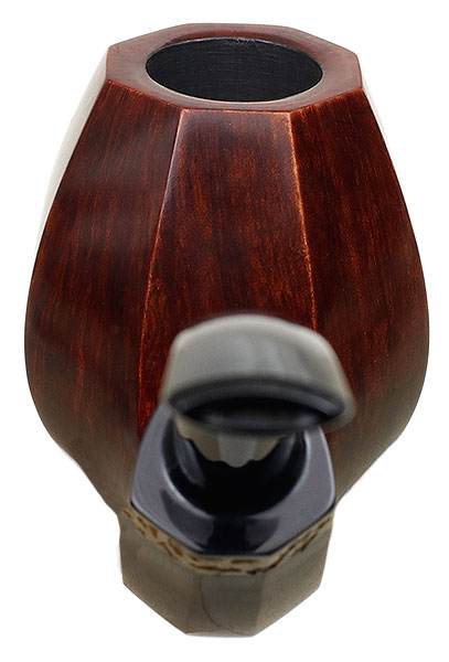 Tonni Nielsen Smooth Paneled Bent Brandy with Petrified Bone