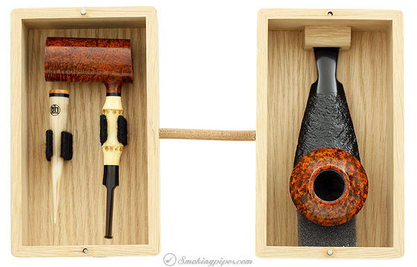 Tom Eltang 40th Anniversary Commemorative Pipe Set with Smooth Poker Partially Sandblasted Eskimo and Tamper