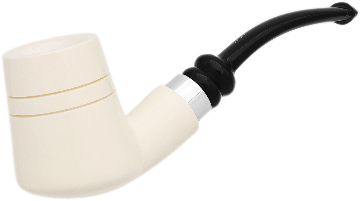 I.M.P. Meerschaum Smooth Bent Billiard with Silver (with Case)