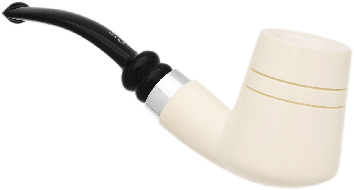 I.M.P. Meerschaum Smooth Bent Billiard with Silver (with Case)