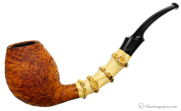 J. Alan Pipes Sandblasted Bent Egg with Bamboo