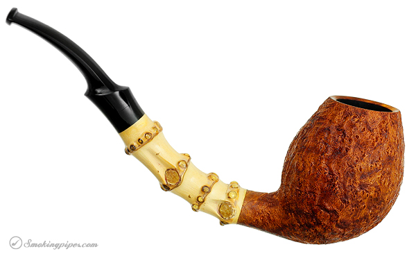 J. Alan Pipes Sandblasted Bent Egg with Bamboo