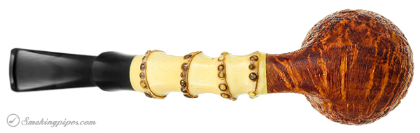 J. Alan Pipes Sandblasted Bent Egg with Bamboo
