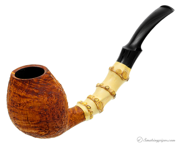 J. Alan Pipes Sandblasted Bent Egg with Bamboo