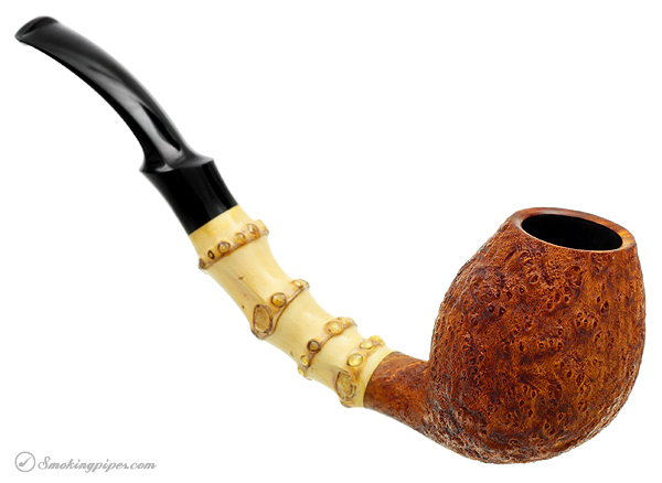 J. Alan Pipes Sandblasted Bent Egg with Bamboo