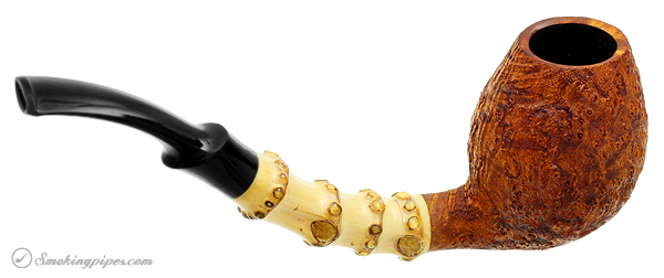 J. Alan Pipes Sandblasted Bent Egg with Bamboo
