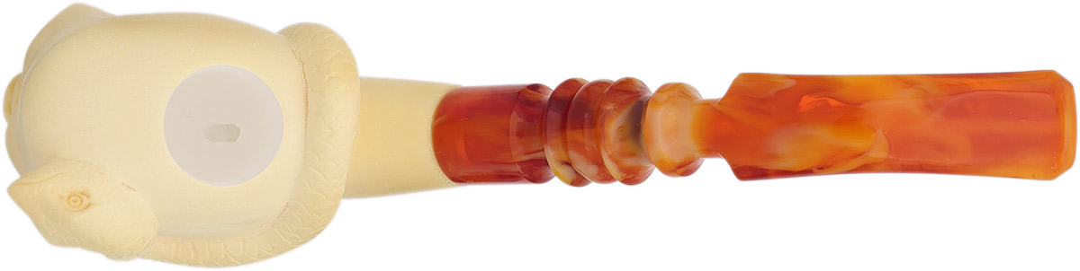 AKB Meerschaum Carved Skull with Snake (Ali) (with Case)