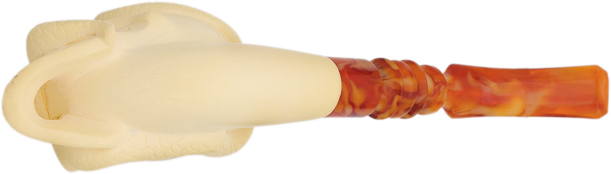 AKB Meerschaum Carved Skull with Snake (Ali) (with Case)