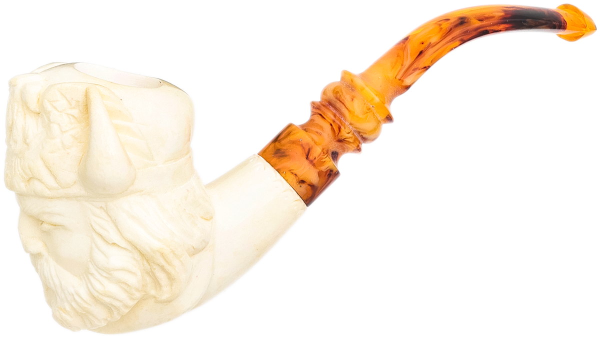 AKB Meerschaum Carved Viking with Horned Hat (with Case)