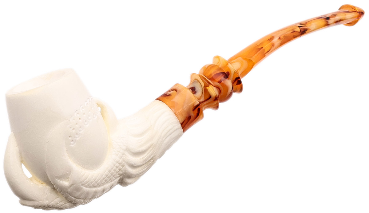 AKB Meerschaum Carved Dragon Claw Holding Egg (with Case)