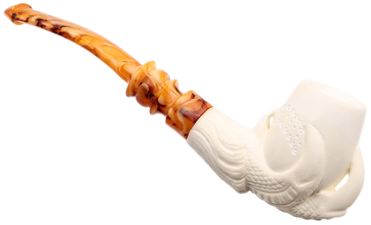AKB Meerschaum Carved Dragon Claw Holding Egg (with Case)