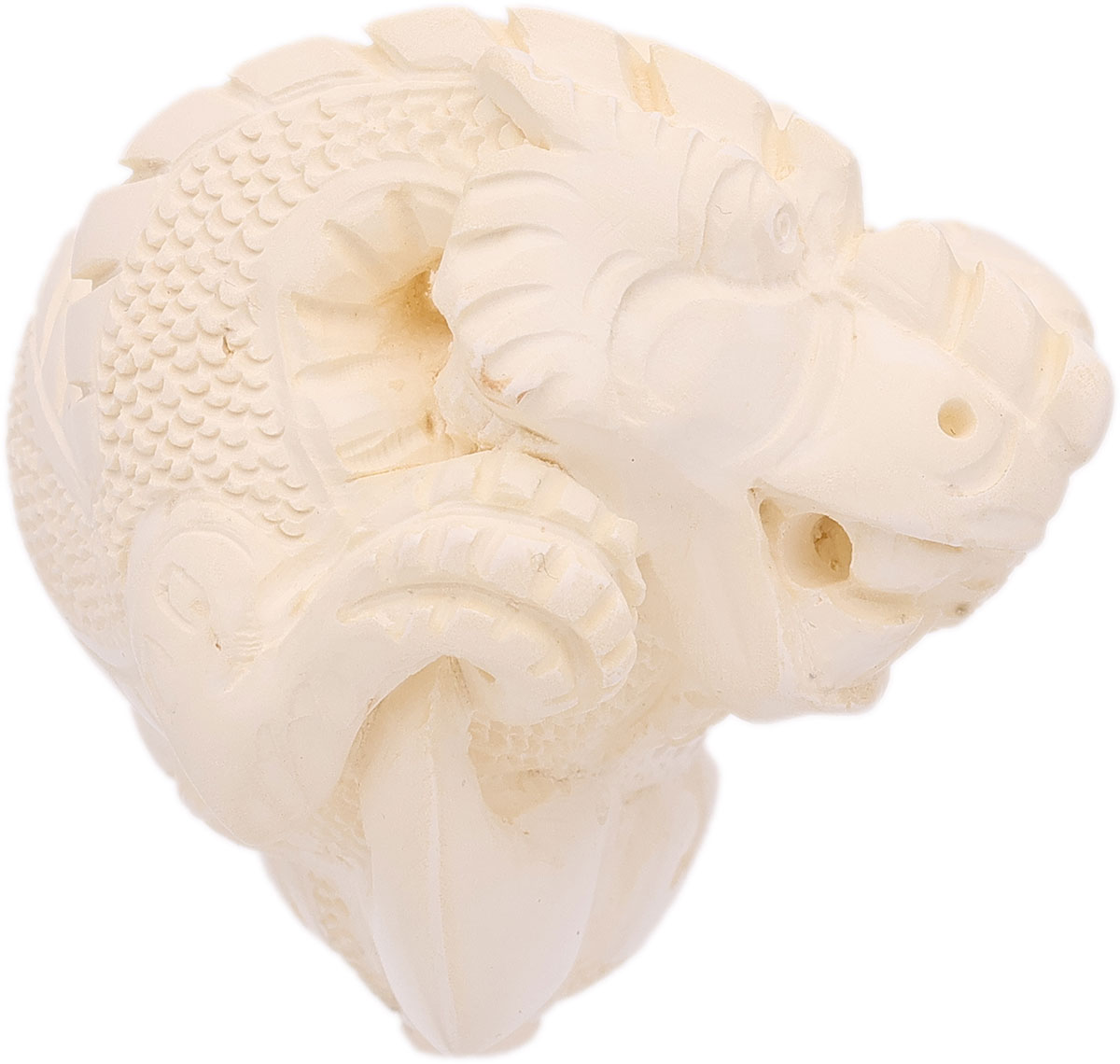 AKB Meerschaum Carved Dragon Claw Holding Lattice Egg and Dragon (with Case)