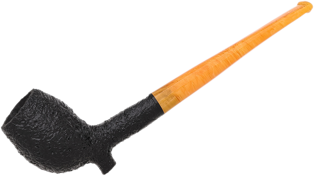 BriarWorks Classic Dark Rusticated with Amber Stem (C141)