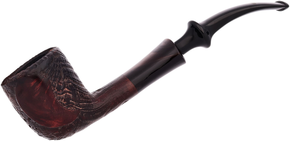 Danish Estate Danmore Partially Sandblasted Bent Billiard (3012) (Unsmoked)