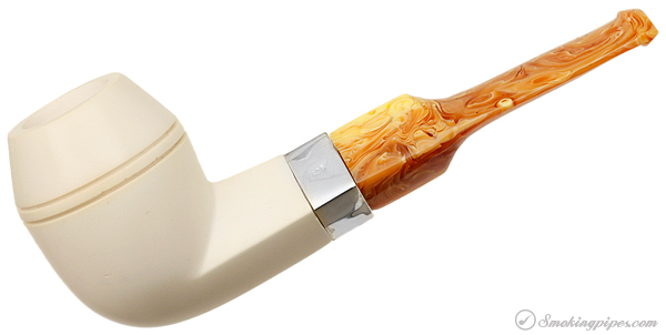 Misc. Estate Unknown Meerschaum Smooth Bulldog with Silver (with Case) (Unsmoked)