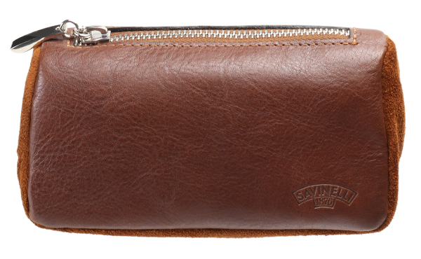 Stands & Pouches Savinelli Leather 2 Pipe and Tobacco Bag - Brown