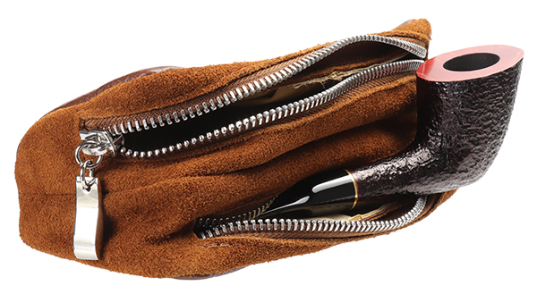 Stands & Pouches Savinelli Leather 2 Pipe and Tobacco Bag - Brown