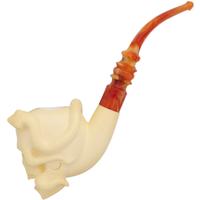 AKB Meerschaum Carved Skull with Snake (Ali) (with Case)