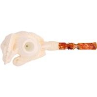 AKB Meerschaum Carved Dragon Claw Holding Lattice Egg and Dragon (with Case)