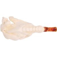 AKB Meerschaum Carved Dragon Claw Holding Lattice Egg and Dragon (with Case)